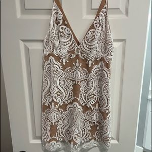 Free People NWT tan and white dress